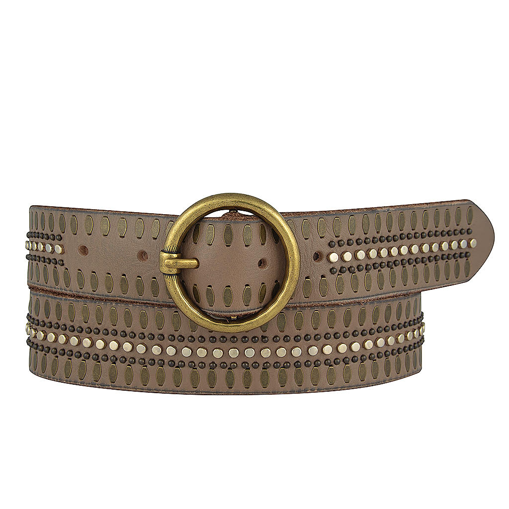 Woven Leather Belt With Studs
