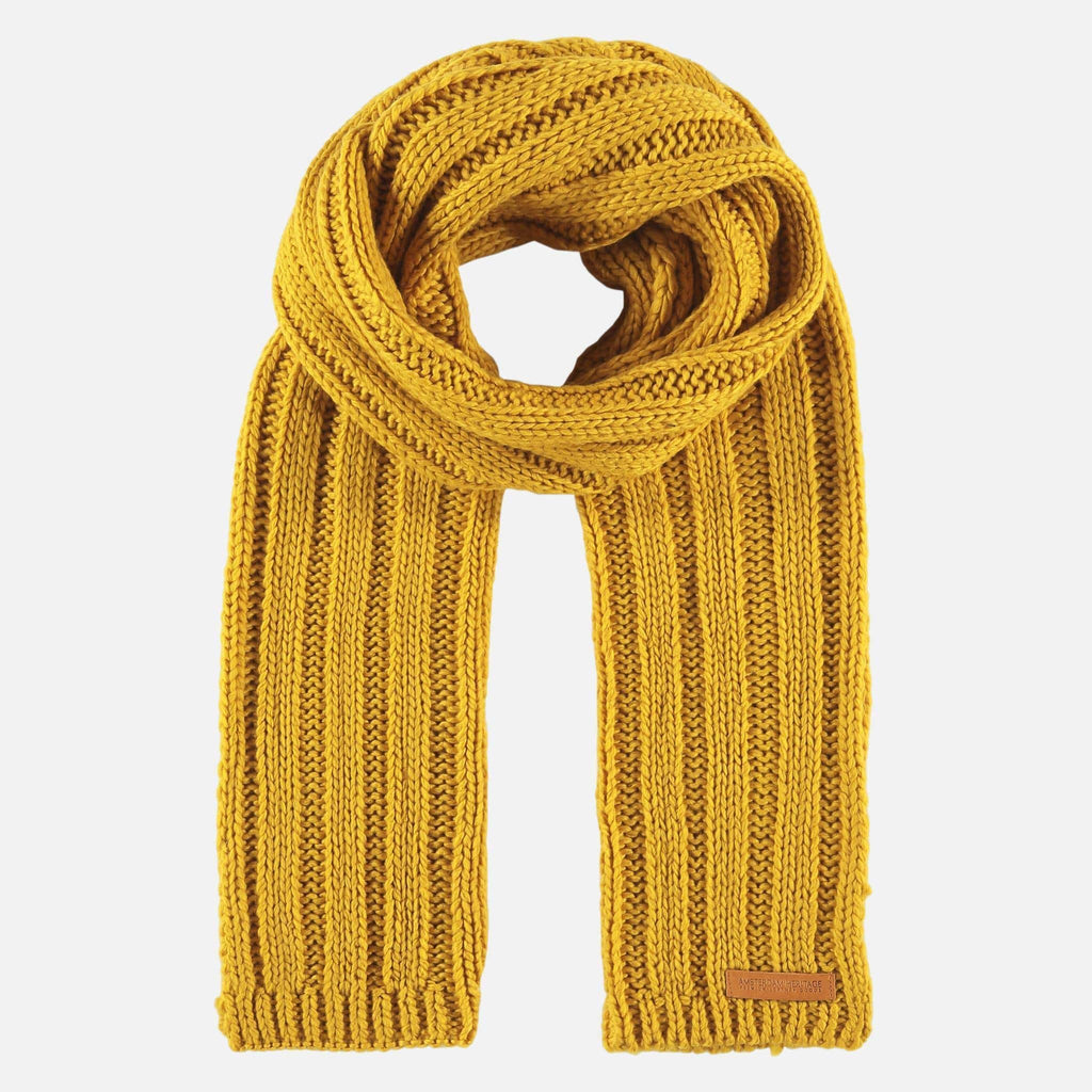 Amsterdam Heritage Beanies & Scarves S100 Daan | Soft Chic Rib Knit Scarf With Leather Accent