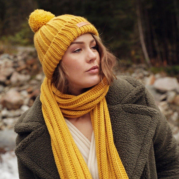 Amsterdam Heritage Beanies & Scarves S100 Daan | Soft Chic Rib Knit Scarf With Leather Accent