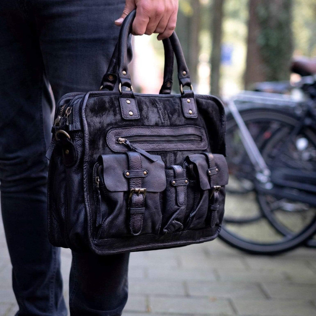 Black suede on sale messenger bag