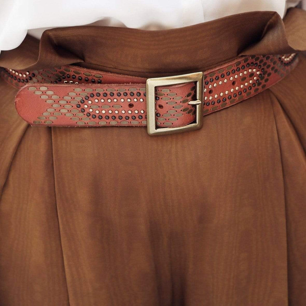 LEATHER BELT WITH SQUARE BUCKLE