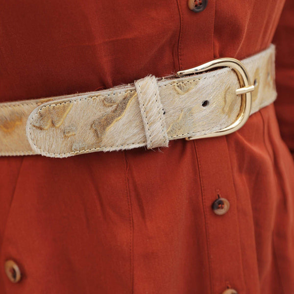 Amsterdam Heritage womens belts 40600 Dakota | metallic calf hair leather belt