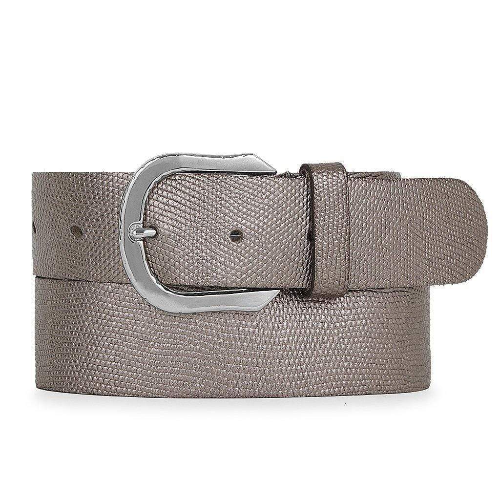 Amsterdam Heritage womens belts 40603 Dana | metallic iguana textured leather belt